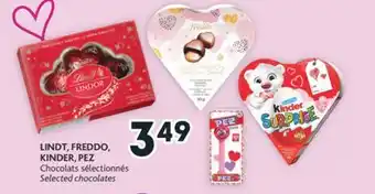 Brunet Lindt, freddo, kinder, pez chocolats sélectionnés offer