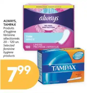 Brunet Always, tampax produits d'hygiène féminine sélectionnés offer