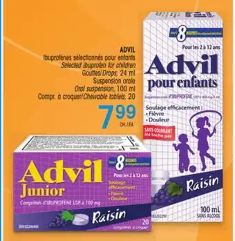 Uniprix Advil ibuprofènes sélectionnés pour enfants selected ibuprofen for children gouttes/drops, 24 ml suspension orale oral suspen offer