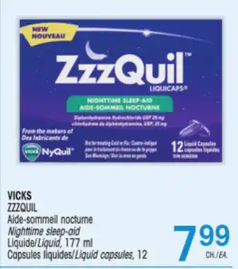 Uniprix Vicks zzzquil aide-sommeil nocturne nighttime sleep-aid liquide/liquid, 177 ml capsules liquides/liquid capsules, 12 offer