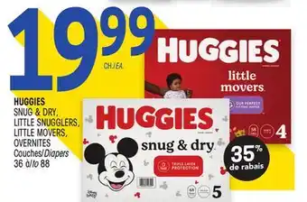 Uniprix Huggies snug & dry, little snugglers, little movers, overnites couches/diapers offer