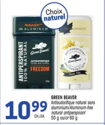 Uniprix Green beaver antisudorifique naturel sans aluminium/aluminum-free natural antiperspirant offer