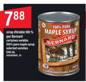 Maxi Sirop d'érable 100 % pur bernard 540 ml offer