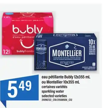 Maxi Eau pétillante bubly 12x355 ml ou montellier 10x355 ml offer