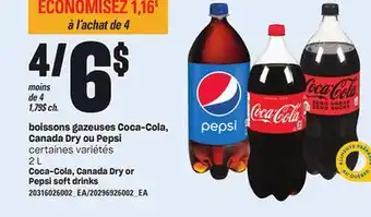 Provigo Boissons gazeuses coca-cola, canada dry ou pepsi, 2 l offer