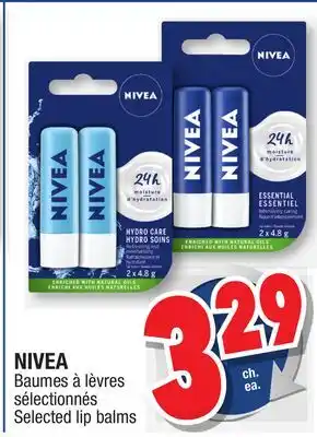Jean Coutu Nivea selected lip balms offer