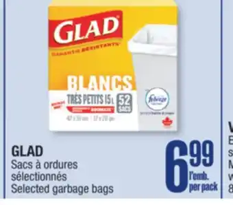 Jean Coutu Glad selected garbage bags offer