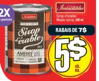 Jean Coutu Irresistibles maple syrup offer