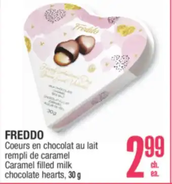 Jean Coutu Freddo caramel filled milk chocolate hearts offer