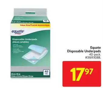 Walmart Equate disposable underpads offer