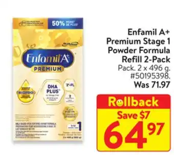 Walmart Enfamil a+ premium stage 1 powder formula refill 2-pack offer