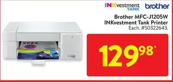Walmart Brother mfc-j1205w inkvestment tank printer offer