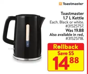 Walmart Toastmaster 1.7 l kettle offer