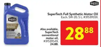 Walmart Supertech full synthetic motor oil offer