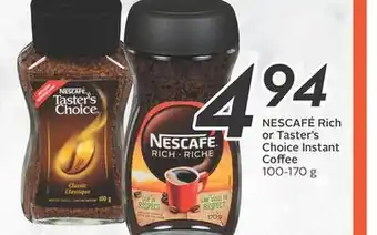 Sobeys Rich or taster's choice instant coffee offer
