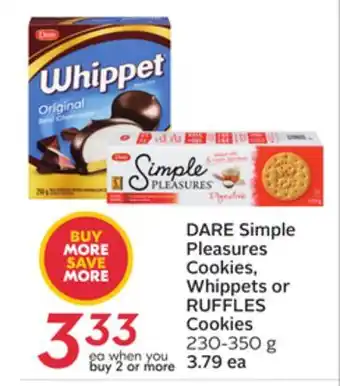 Sobeys Dare simple pleasures cookies, whippets or ruffles cookies offer
