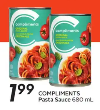 Sobeys Compliments pasta sauce offer