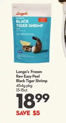 Longo's Longo's frozen raw easy peel black tiger shrimp offer
