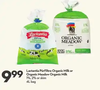 Longo's Lactantia pūrfiltre organic milk offer