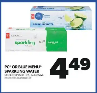 Real Canadian Superstore Pc or blue menu sparkling water, 12x355 ml offer