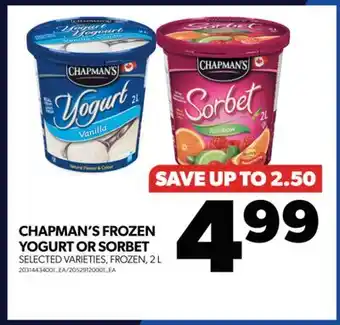 Real Canadian Superstore Chapman's frozen yogurt or sorbet, 2 l offer