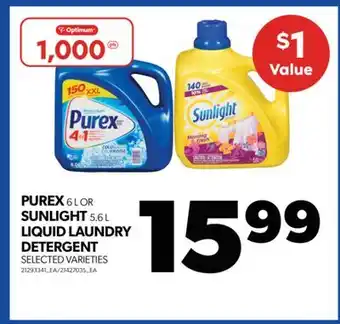 Real Canadian Superstore Purex, 6 l or sunlight, 5.6 l liquid laundry detergent offer