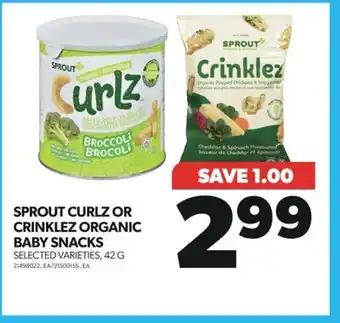 Real Canadian Superstore Sprout curlz or crinklez organic baby snacks, 42 g offer