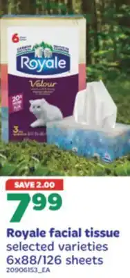 Real Canadian Superstore Royale facial tissue, 6x88/126 sheets offer