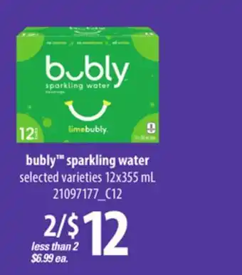 Loblaws Bubly sparkling water, 12x355 ml offer