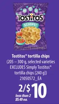Loblaws Tostitos tortilla chips, 205 – 300 g offer