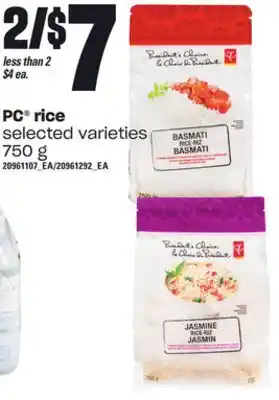 Loblaws Pc rice, 750 g offer