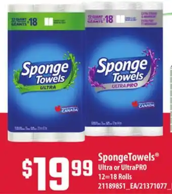 Loblaws Spongetowels ultra or ultrapro, 12=18 rolls offer