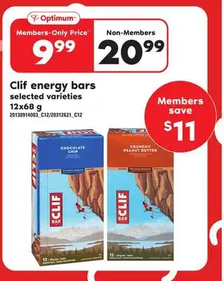 Loblaws Clif energy bars, 12x68 g offer