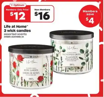 Loblaws Life at home 3 wick candles offer