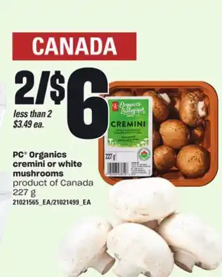 Loblaws Pc organics cremini or white mushrooms, 227 g offer