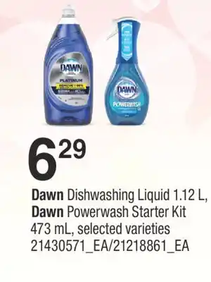 Fortinos Dawn dishwashing liquid 1.12 l, dawn powerwash starter kit 473 ml offer