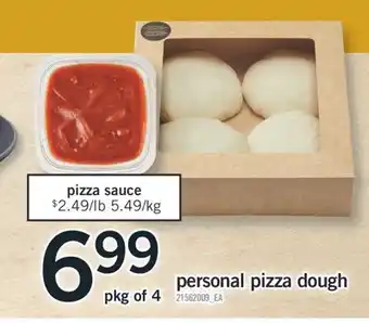 Fortinos Personal pizza dough offer