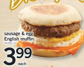 Fortinos Sausage & egg english muffin offer