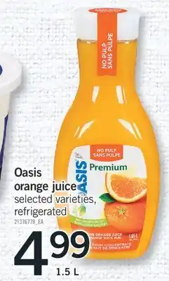 Fortinos Oasis orange juice, 1.5 l offer