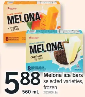 Fortinos Melona ice bars 560 ml offer