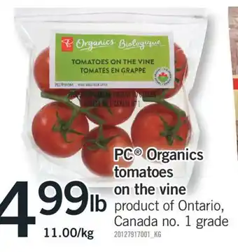 Fortinos Pc organics tomatoes on the wine offer