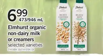 Fortinos Elmhurst organic non-dairy milk or creamers, 473/946 ml offer