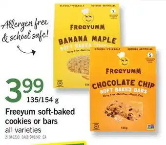 Fortinos Freeyum soft-baked cookies or bars, 135/154 g offer
