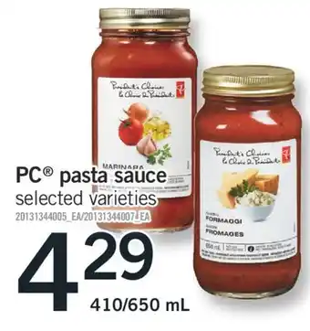 Fortinos Pc pasta sauce offer