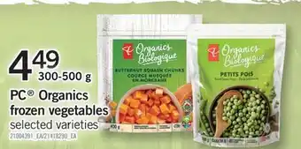 Fortinos Pc organics frozen vegetables, 300-500 g offer