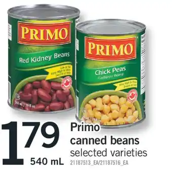 Fortinos Primo canned beans, 540 ml offer