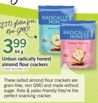 Fortinos Unbun radically honest almond flour crackers, 64 g offer