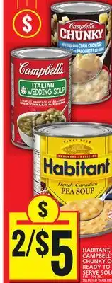 Food Basics Habitant, campbell's chunky or ready to serve soup offer