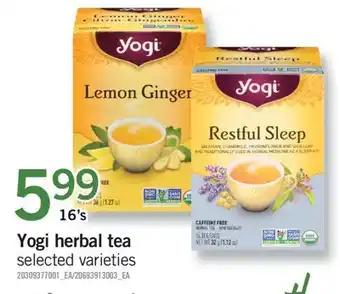 Fortinos Yogi herbal tea, 16's offer
