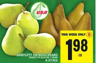 Food Basics Bartlett or bosc pears offer
